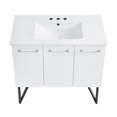 Bathroom Vanity, Annecy, 36 Inch with Ceramic Sink Top in White