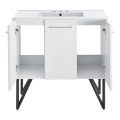 Bathroom Vanity, Annecy, 36 Inch with Ceramic Sink Top in White