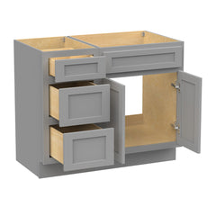 Bathroom Vanity Base, Freestanding, Single Sink, 39 In., Oak and Plywood, Gray