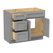 Bathroom Vanity Base, Freestanding, Single Sink, 39 In., Oak and Plywood, Gray