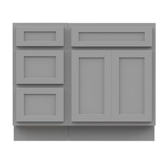Bathroom Vanity Base, Freestanding, Single Sink, 39 In., Oak and Plywood, Gray
