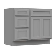 Bathroom Vanity Base, Freestanding, Single Sink, 39 In., Oak and Plywood, Gray