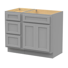 Bathroom Vanity Base, Freestanding, Single Sink, 39 In., Oak and Plywood, Gray