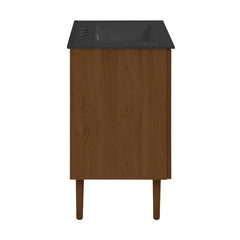 Bathroom Vanity, Bron, 24 Inch Freestanding, Single Sink, Brown Oak and Black