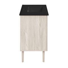 Bathroom Vanity, Bron, 36 Inch Freestanding with Black Sink Top in White Oak