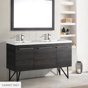 Bathroom Vanity Cabinet, Annecy, 60 in, 3 Doors in Black Walnut
