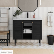 Bathroom Vanity Cabinet, Bron, 36 Inch Freestanding without Top in Black Oak