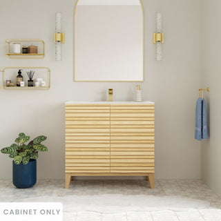 Bathroom Vanity Cabinet, Cascade, 30 Inch Freestanding in Natural Oak