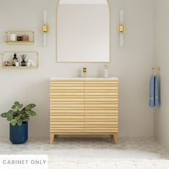 Bathroom Vanity Cabinet, Cascade, 30 Inch Freestanding in Natural Oak