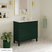 Bathroom Vanity Cabinet, Cascade, 36 Inch Freestanding with 3 Doors in Green Oak