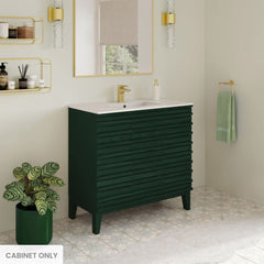Bathroom Vanity Cabinet, Cascade, 36 Inch Freestanding with 3 Doors in Green Oak