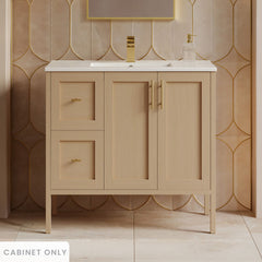 Bathroom Vanity Cabinet, Forme, 36 in Modular Freestanding in Natural Oak