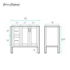 Bathroom Vanity Cabinet, Forme, 36 in Modular Freestanding in Natural Oak