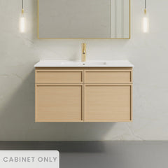 Bathroom Vanity Cabinet, St. Tropez, 36 Inch Wall-Mounted in Natural Oak