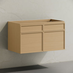 Bathroom Vanity Cabinet, St. Tropez, 36 Inch Wall-Mounted in Natural Oak