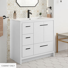Bathroom Vanity Cabinet, Virage, Freestanding with 2 Doors in Glossy White