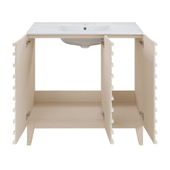 Bathroom Vanity, Cascade, 36 In with 3-Hole Ceramic Sink Top in White Oak