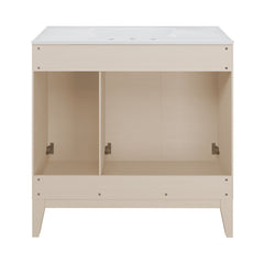 Bathroom Vanity, Cascade, 36 In with 3-Hole Ceramic Sink Top in White Oak