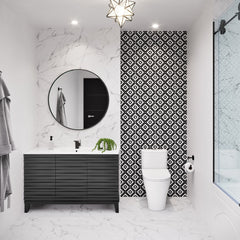 Bathroom Vanity, Cascade, 48 Inch, Single-Hole, Ceramic Top, White Top