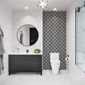 Bathroom Vanity, Cascade, 48 Inch, Single-Hole, Ceramic Top, White Top