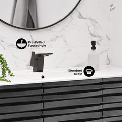 Bathroom Vanity, Cascade, 48 Inch, Single-Hole, Ceramic Top, White Top