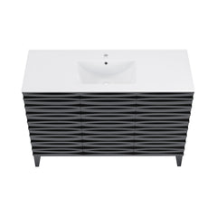 Bathroom Vanity, Cascade, 48 Inch, Single-Hole, Ceramic Top, White Top