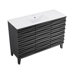 Bathroom Vanity, Cascade, 48 Inch, Single-Hole, Ceramic Top, White Top