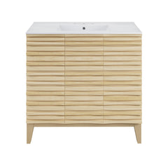 Bathroom Vanity, Cascade, Single Sink, 36 In., Natural Oak Base, White Top