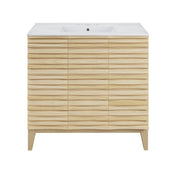 Bathroom Vanity, Cascade, Single Sink, 36 In., Natural Oak Base, White Top