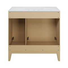 Bathroom Vanity, Cascade, Single Sink, 36 In., Natural Oak Base, White Top
