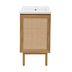 Bathroom Vanity, Classe, 18 Inch, Freestanding, Ceramic Top, Golden Oak