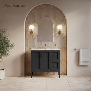 Bathroom Vanity, Forme, 36 Inch Freestanding with Sink Top in Black Oak