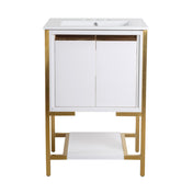 Bathroom Vanity, Marseille, 24 Inch with Ceramic Sink Top in White