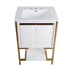 Bathroom Vanity, Marseille, 24 Inch with Ceramic Sink Top in White