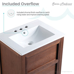 Bathroom Vanity, Nadar, 24 in with 3-Hole Ceramic Sink Top in Brown Walnut