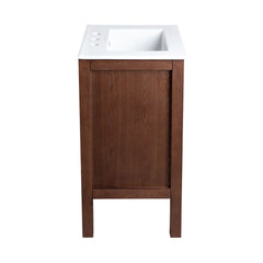 Bathroom Vanity, Nadar, 24 in with 3-Hole Ceramic Sink Top in Brown Walnut