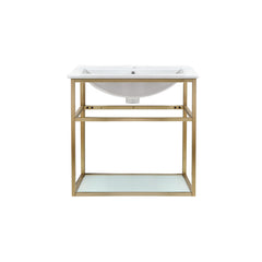 Bathroom Vanity, Pierre, 24 in Single Open Shelf in Gold Metal Frame