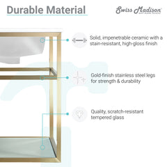 Bathroom Vanity, Pierre, 24 in Single Open Shelf in Gold Metal Frame