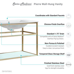 Bathroom Vanity, Pierre, 30 in., Single Sink, Open Shelf, Gold