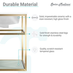 Bathroom Vanity, Pierre, 30 in., Single Sink, Open Shelf, Gold