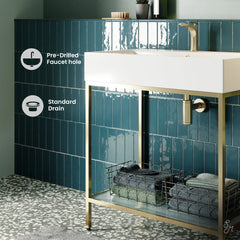 Bathroom Vanity, Pierre, Open Shelf, Freestanding, Ceramic Top, 32 Inch