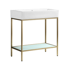 Bathroom Vanity, Pierre, Open Shelf, Freestanding, Ceramic Top, 32 Inch