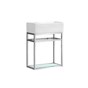 Bathroom Vanity, Pierre, Single Sink with Open Shelf in Chrome