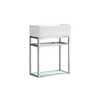 Bathroom Vanity, Pierre, Single Sink with Open Shelf in Chrome