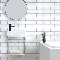 Bathroom Vanity, Pierre, Single Sink, Open Shelf, Metal Frame, Chrome