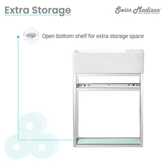 Bathroom Vanity, Pierre, Single Sink, Open Shelf, Metal Frame, Chrome