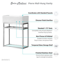Bathroom Vanity, Pierre, Single Sink, Open Shelf, Metal Frame, Chrome