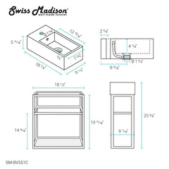 Bathroom Vanity, Pierre, Single Sink, Open Shelf, Metal Frame, Chrome