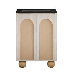 Bathroom Vanity, Plaisir II, 24 Inch Freestanding with Black Sink Top in White Oak