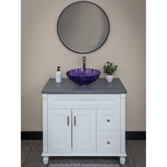 Bathroom Vanity Top, Terrazzo, Single Vessel Sink, Stone, 37 In., Dark Gray